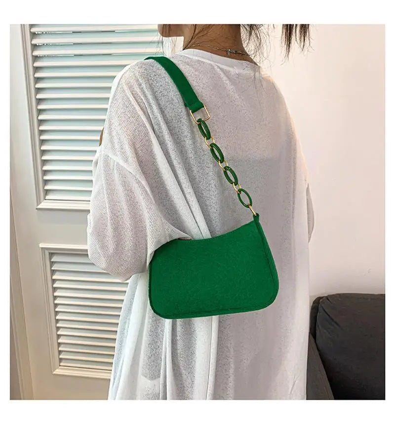 Fashion Felt Shoulder Bags For Women Women'S Subaxillary Bag Design Advanced Texture Armpit Handbags Purses Crescent Saddle Bag