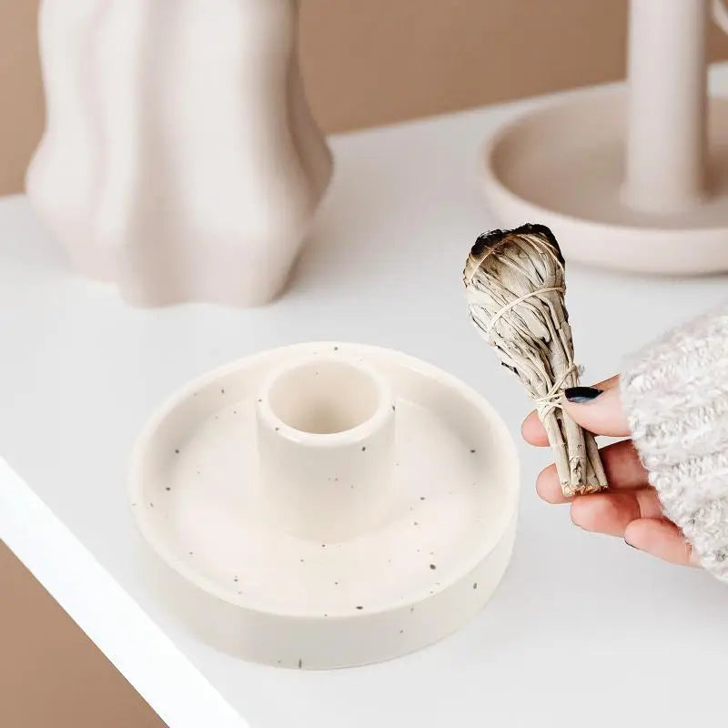 Cone Holder Stand Holy Wood Bracket Table Ceramic Decorate White Natural Wooden Sticks Burner Palo santo