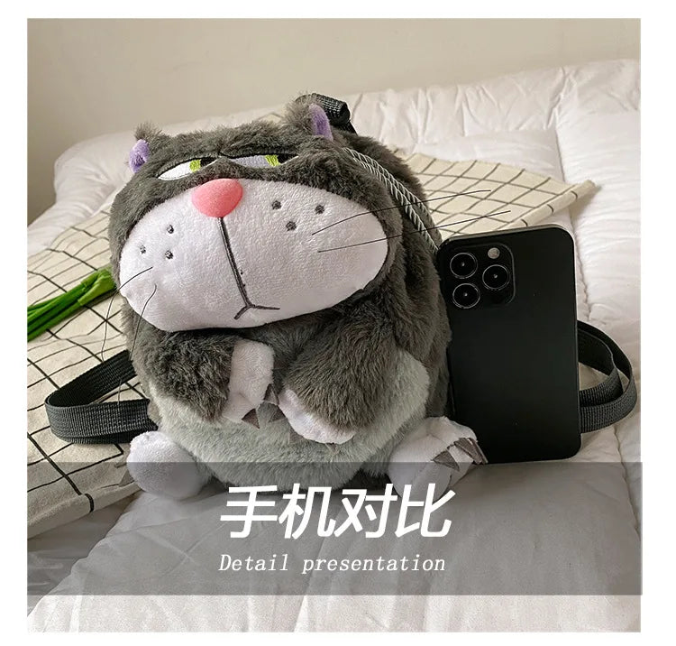 Disney Lucifer Cat Backpack Women Plush Bag Anime Cinderella Pet Plush Shoulder Bag Portable Drawstring High Capacity Girl Gift