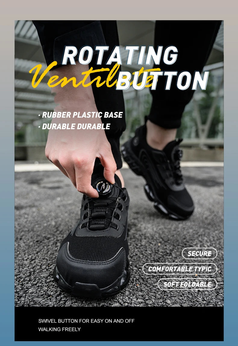Rotating Button Safety Shoes Men Work Sneakers Indestructible Shoes Puncture-Proof Protective Shoes Work Boots Steel Toe Shoes