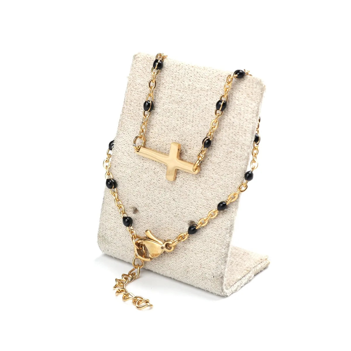 Religious Stainless Steel Cross Charms Bracelets Women Girls Gold Color Metal Link Chains Party Club Jewelry Gifts,18cm Long