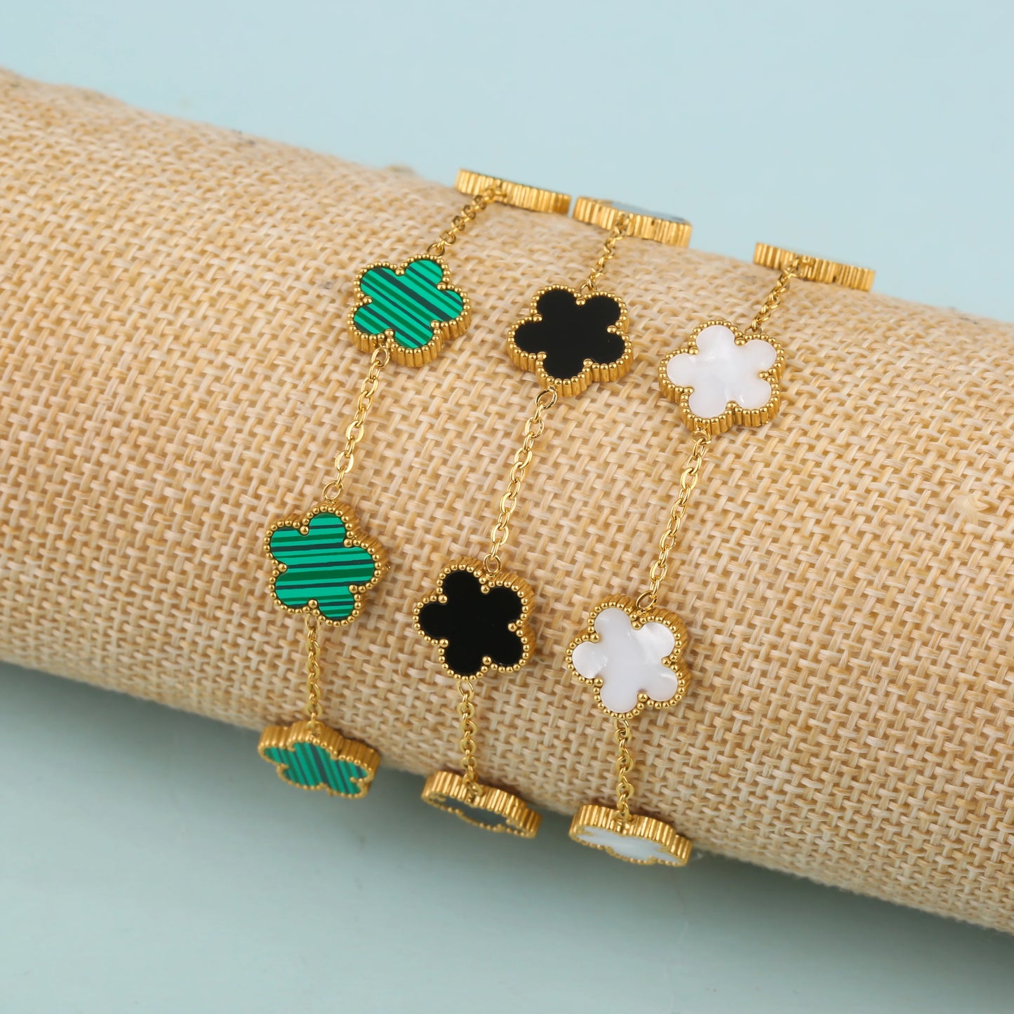 Hot Selling Plant Five Leaf Plum Blossom Stainless Steel Bracelet For Women's Jewelry Waterproof High-Quality Gift Clover
