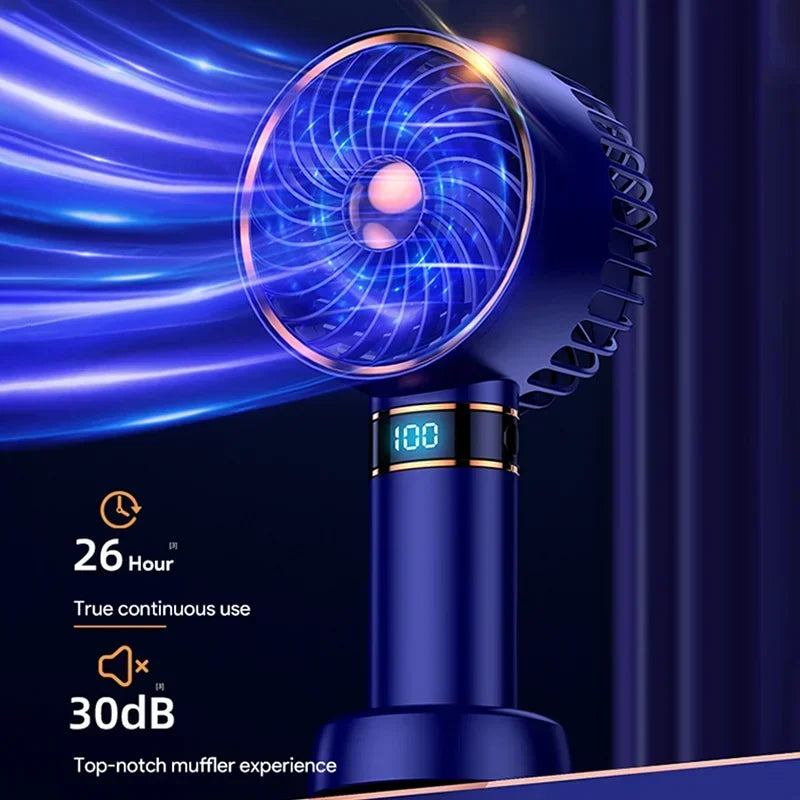 Handheld Pocket Fan Charging 5000mAh Outdoor Mini Portable Summer Air Cooler Cold Air Desktop Home Office Silent USB Fan