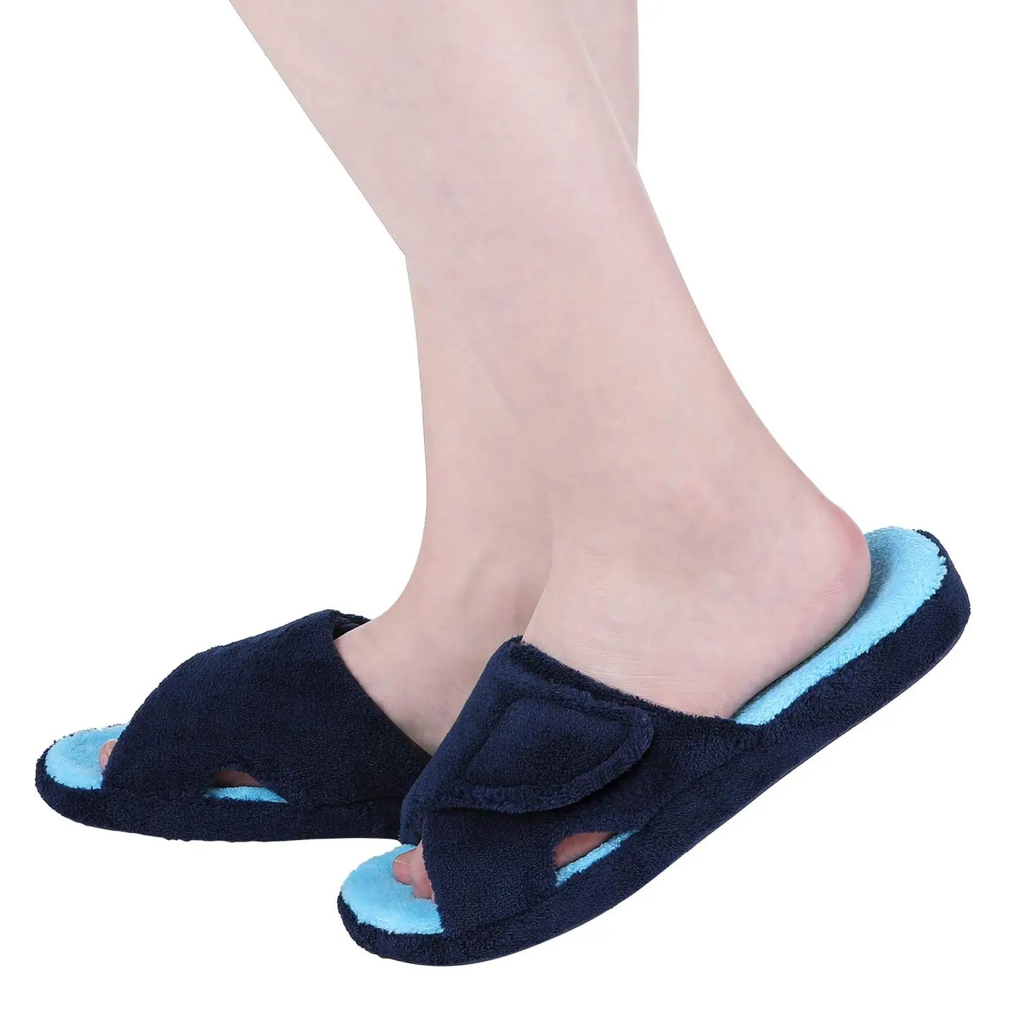Pallene Cross Band Cotton Slippers Women Indoor Fuzzy Slippers For Ladies Non-slip Cozy Flats Slippers Open Toe House Slippers