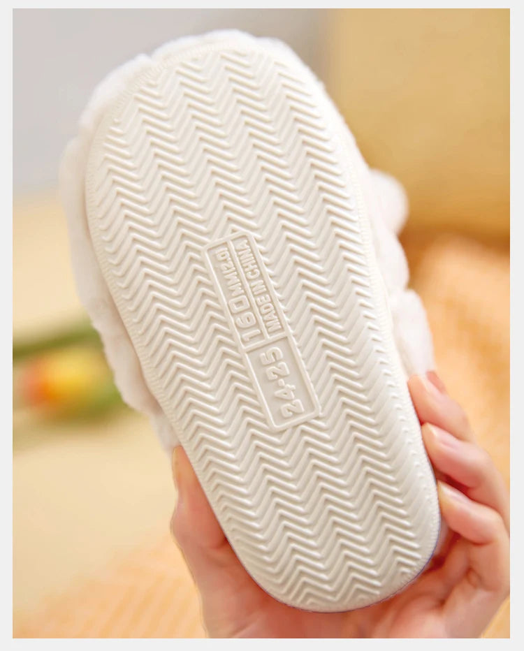 Children Indoor Slippers Winter Warm Cotton Shoes Kids Home Floor Slippers Cartoon Rabbit Anti-slip Boys Girls Plush Footwear