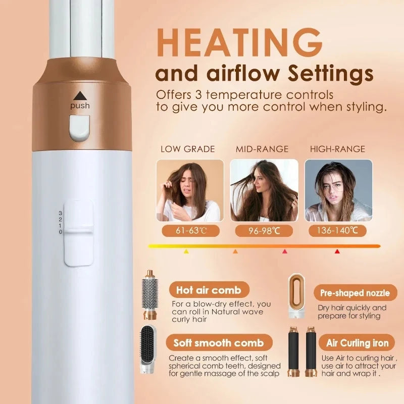 5 in 1 Hot Air Styler Comb Hair Dryer Automatic Hair Curler Professional Hair Straightener for Airwrap Household