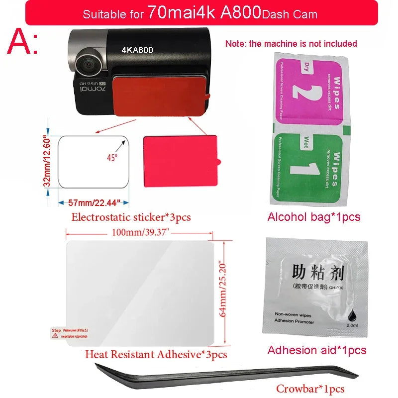 For 70mai Dash Cam A800a810 Accessory Set Static Sticker heat resistant adhesive and Static Stickers Suitable for 70 mai DVR