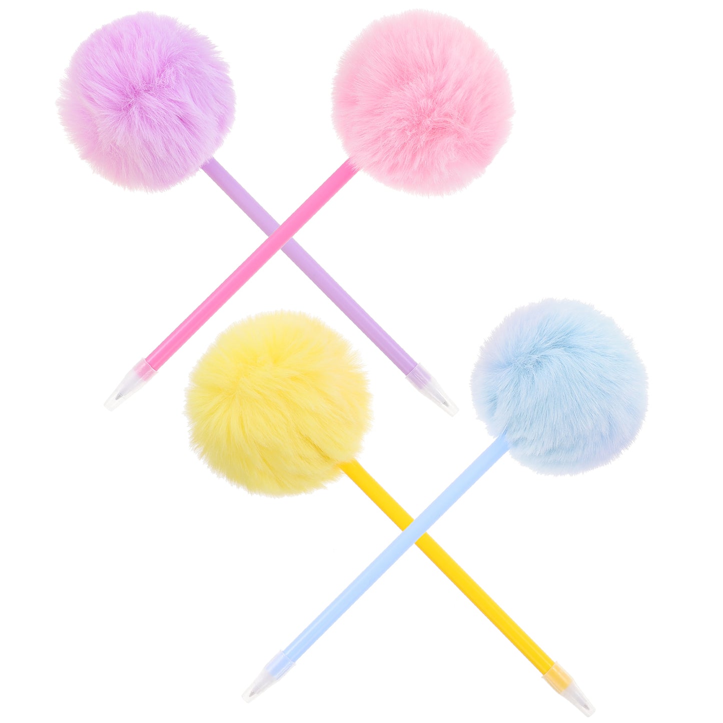 4pcs Fluffy Writing Pens Hair Ball Fountain Fluffy Pens Colorful Plush Pen Kawaii Creative Gifts for Girls Gift Writing Tools