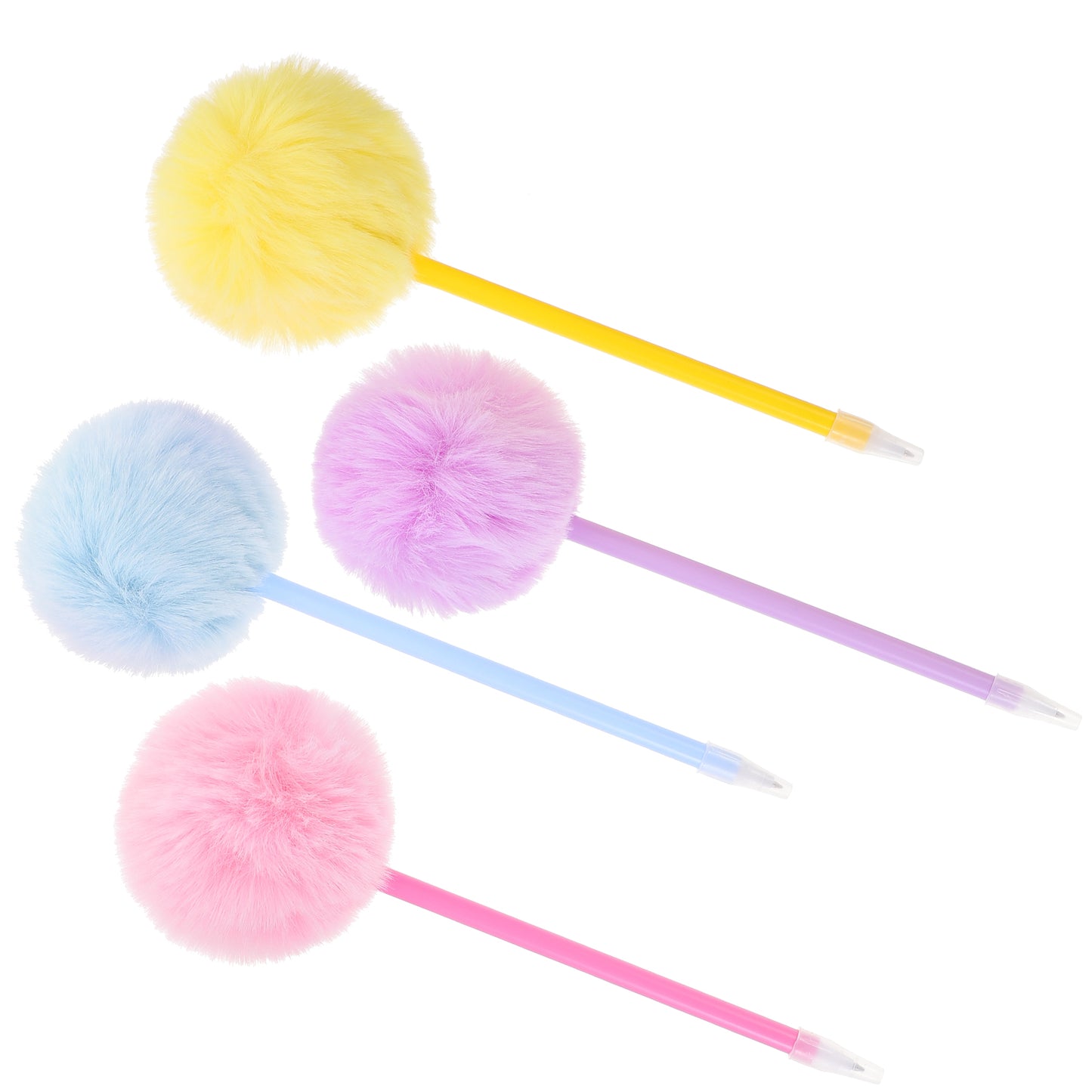 4pcs Fluffy Writing Pens Hair Ball Fountain Fluffy Pens Colorful Plush Pen Kawaii Creative Gifts for Girls Gift Writing Tools