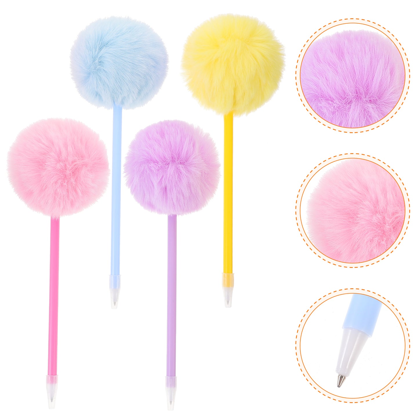 4pcs Fluffy Writing Pens Hair Ball Fountain Fluffy Pens Colorful Plush Pen Kawaii Creative Gifts for Girls Gift Writing Tools