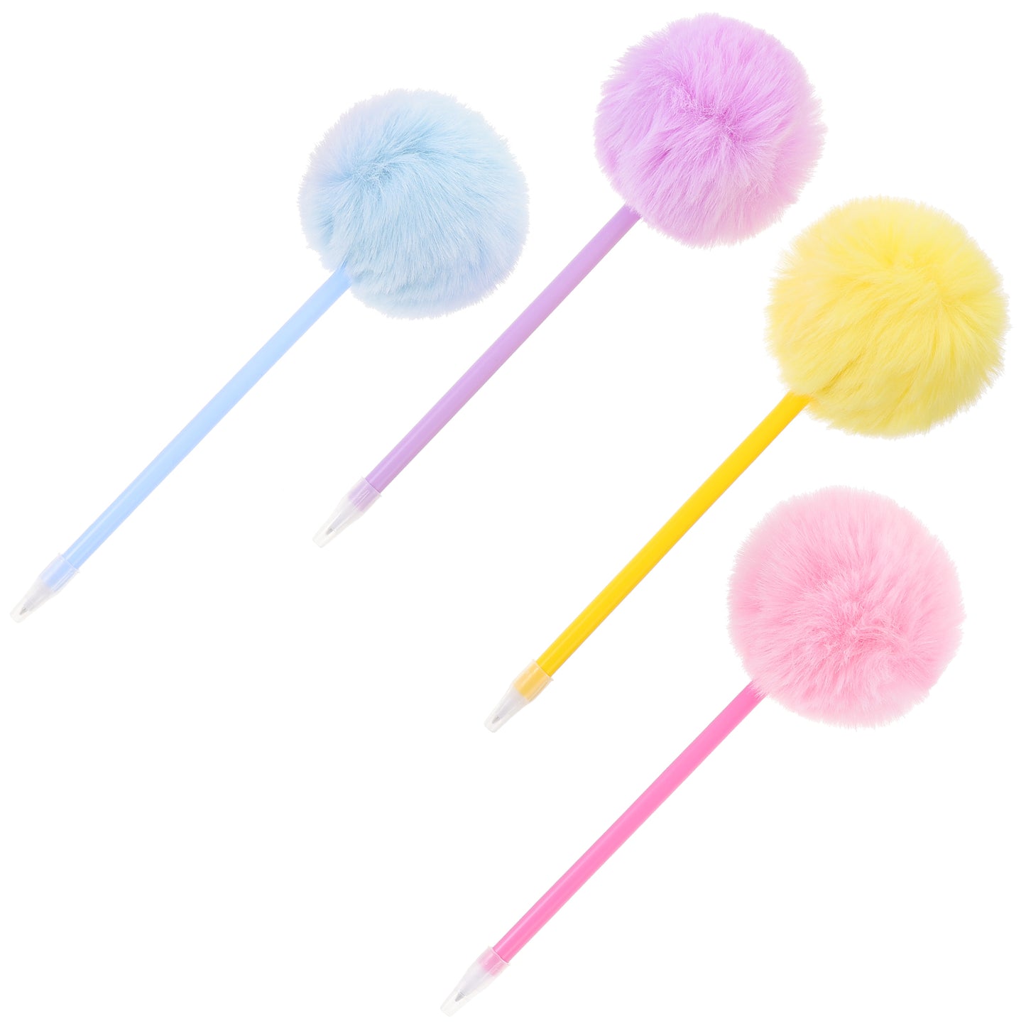 4pcs Fluffy Writing Pens Hair Ball Fountain Fluffy Pens Colorful Plush Pen Kawaii Creative Gifts for Girls Gift Writing Tools