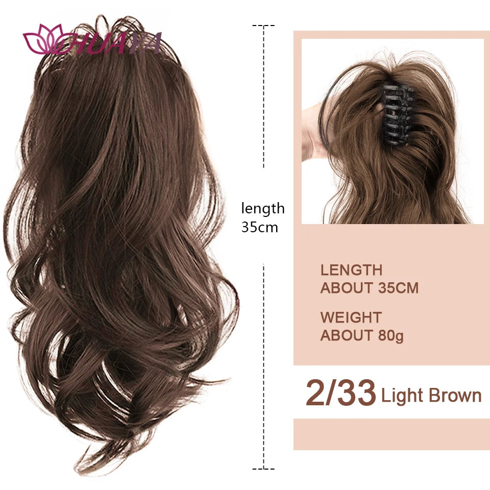 Synthetic Wavy Ponytail Extension Hairpiece Short Curly Claw Clip Ponytail For Women Heat Resistant Pony Tail Clip Fake Hair