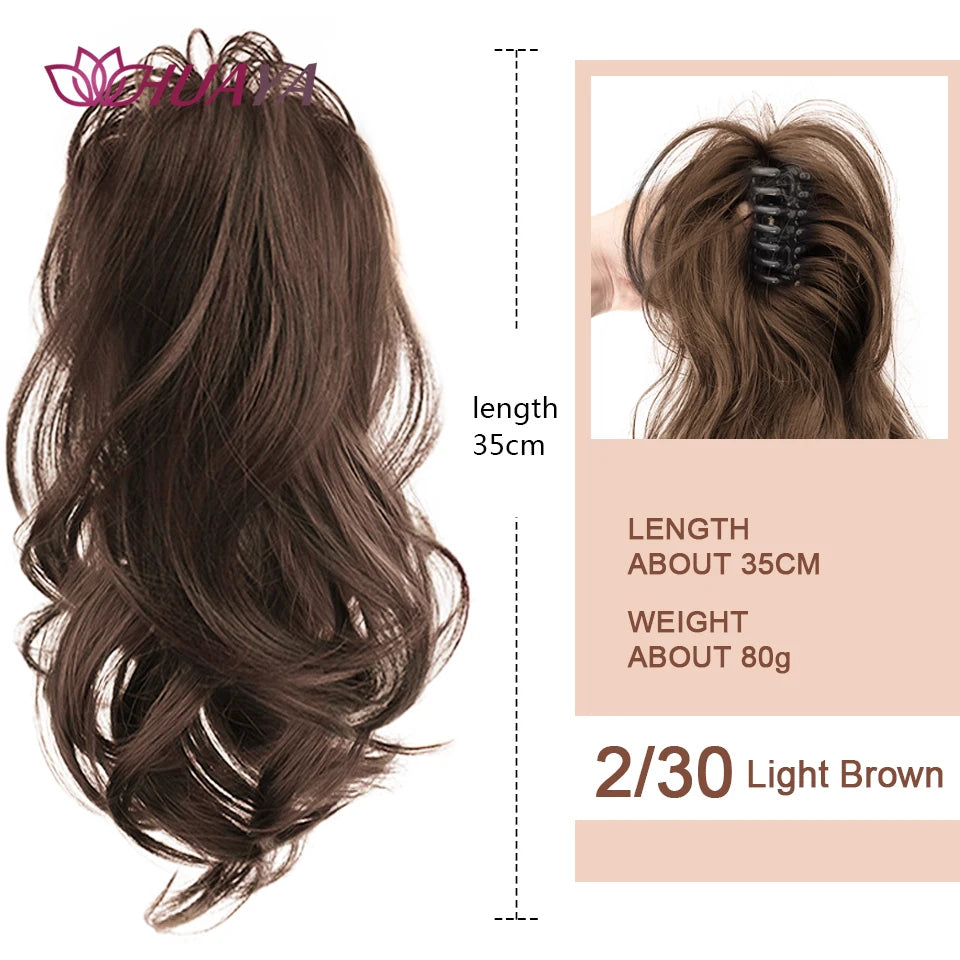 Synthetic Wavy Ponytail Extension Hairpiece Short Curly Claw Clip Ponytail For Women Heat Resistant Pony Tail Clip Fake Hair