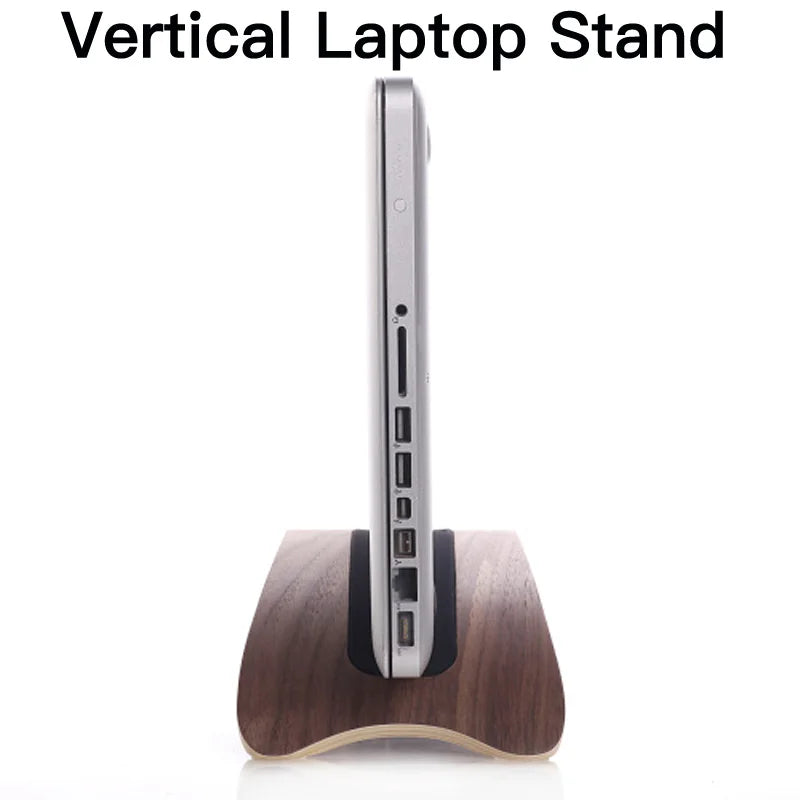 Wooden Vertical Desktop Laptop Stand for Apple Macbook Pro Air 2024 M3 M2 15 14 16 inch Pro 13  Holder Base Bracket Dock