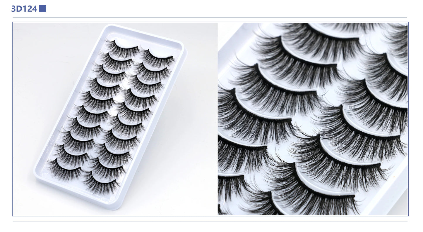 3D Faux Mink Lashes 2/5/10 Pairs Fluffy Soft Wispy Volume Natural long False Eyelashes Eye Lashes Reusable Eyelashs Makeup