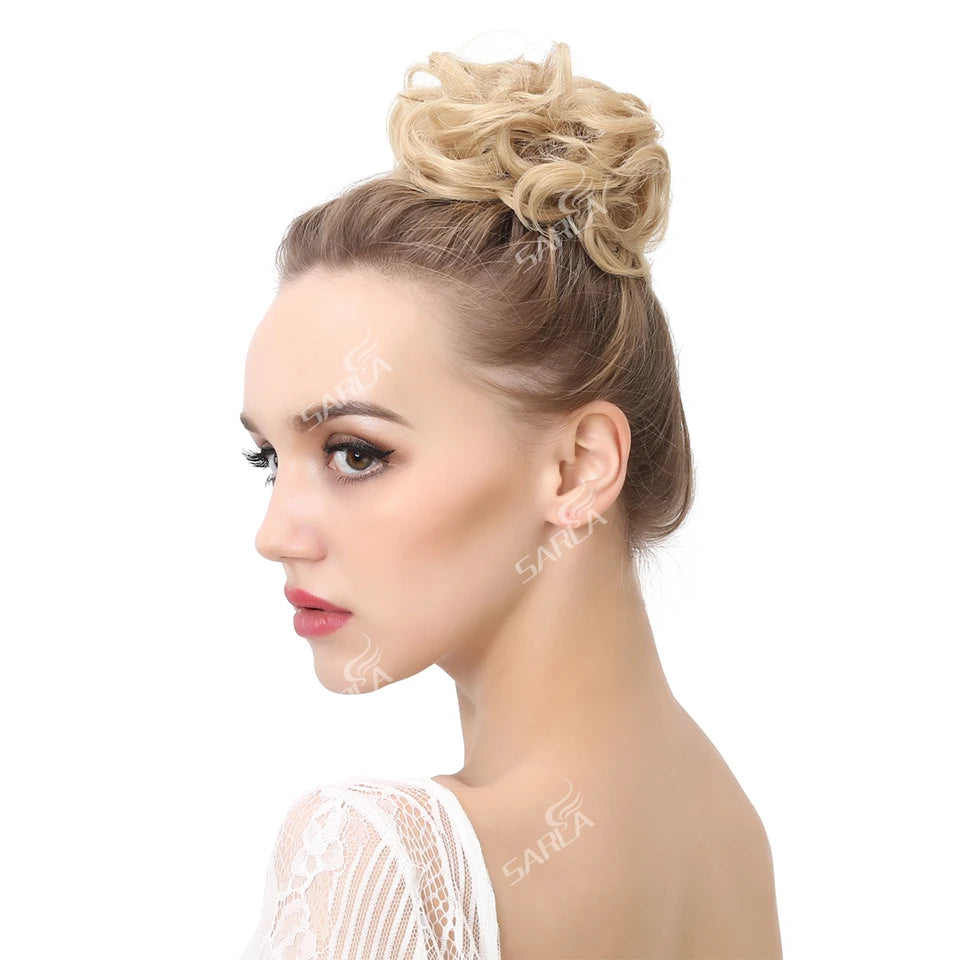 Synthetic Hair Bun Extensions Messy Curly Elastic Hair Scrunchies Hairpieces Synthetic Chignon Donut Updo Hair Pieces for Women