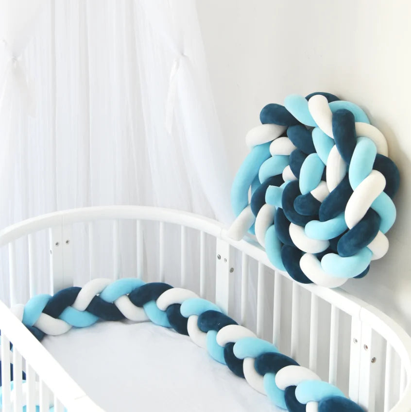 1-4M Baby Bed Bumper On the Crib Bedding Set for Newborn Baby Cot Protector Knot Braid Pillow Cushion Crib Anti-collision Bumper