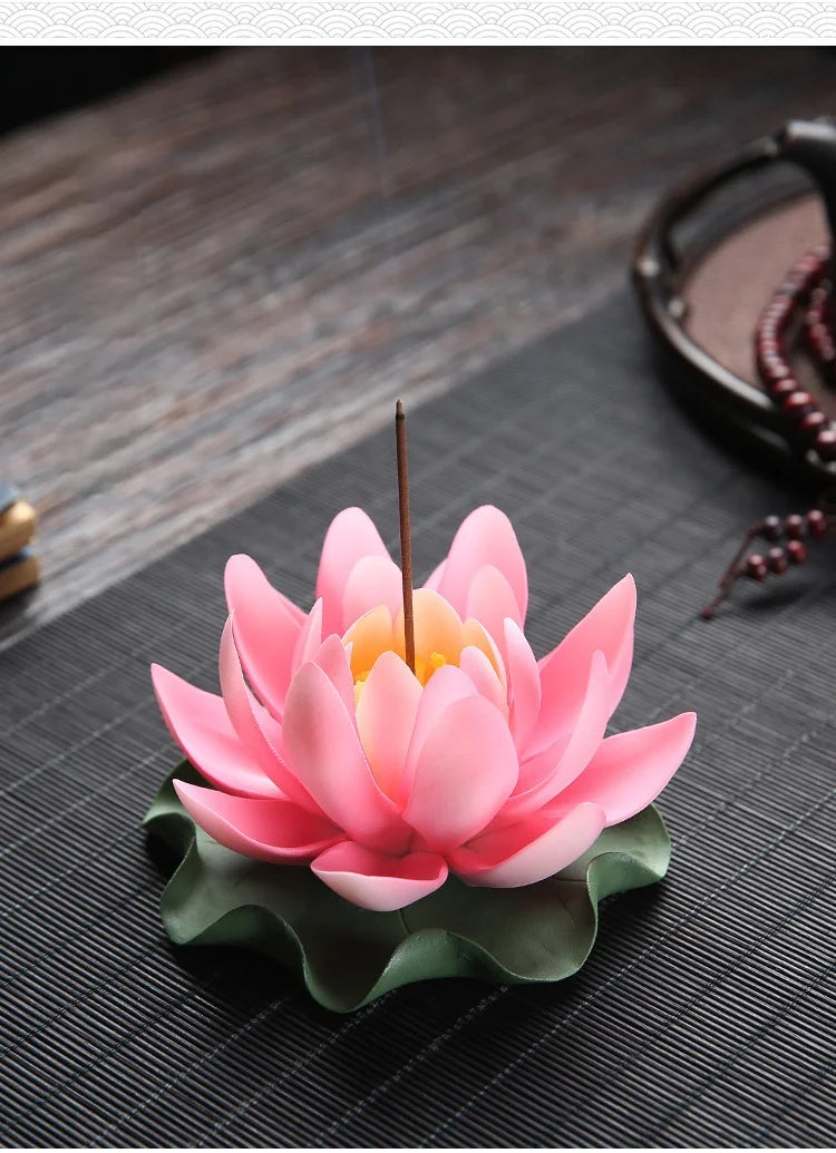 Y Ceramic Handicraft Stick Incense Burners Simulation Lotus Incense Holder Ornaments Zen Aromatherapy Tea Office Spiritual Decor