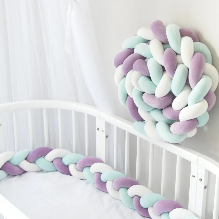 1-4M Baby Bed Bumper On the Crib Bedding Set for Newborn Baby Cot Protector Knot Braid Pillow Cushion Crib Anti-collision Bumper