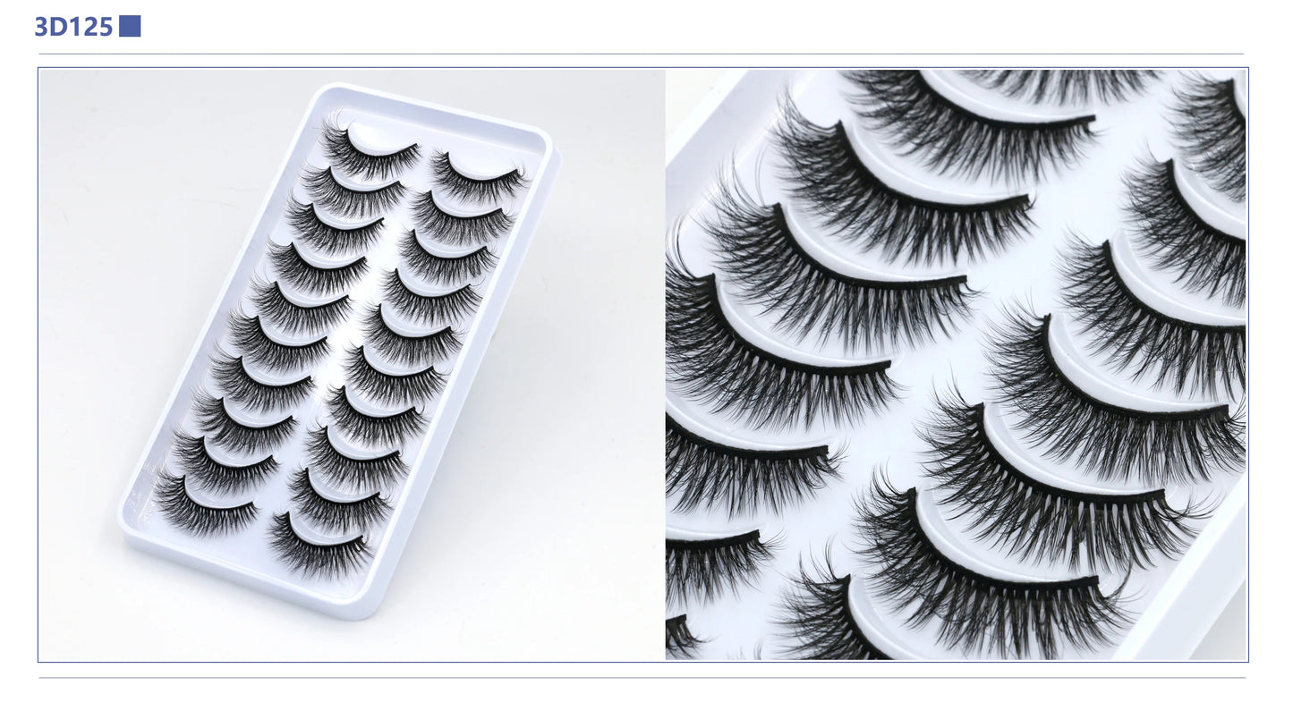 3D Faux Mink Lashes 2/5/10 Pairs Fluffy Soft Wispy Volume Natural long False Eyelashes Eye Lashes Reusable Eyelashs Makeup