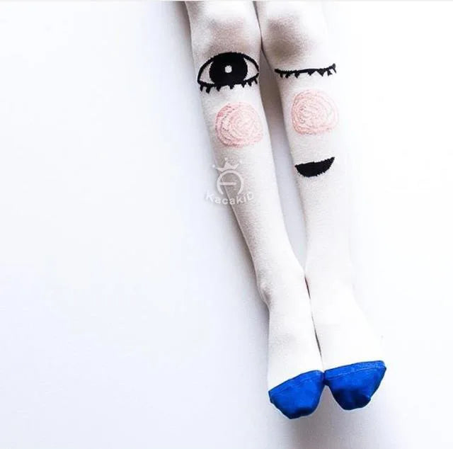 Baby Girls Pants Tights 1-7Y Kids New Autumn Winter Warm Cute Cartoon Big Eyes Pant Long Stockings Velvet Stock For Girls