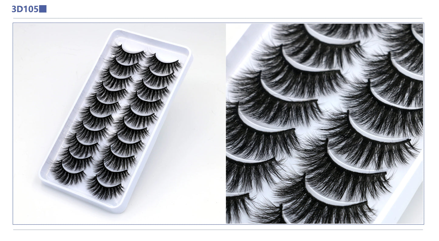 3D Faux Mink Lashes 2/5/10 Pairs Fluffy Soft Wispy Volume Natural long False Eyelashes Eye Lashes Reusable Eyelashs Makeup