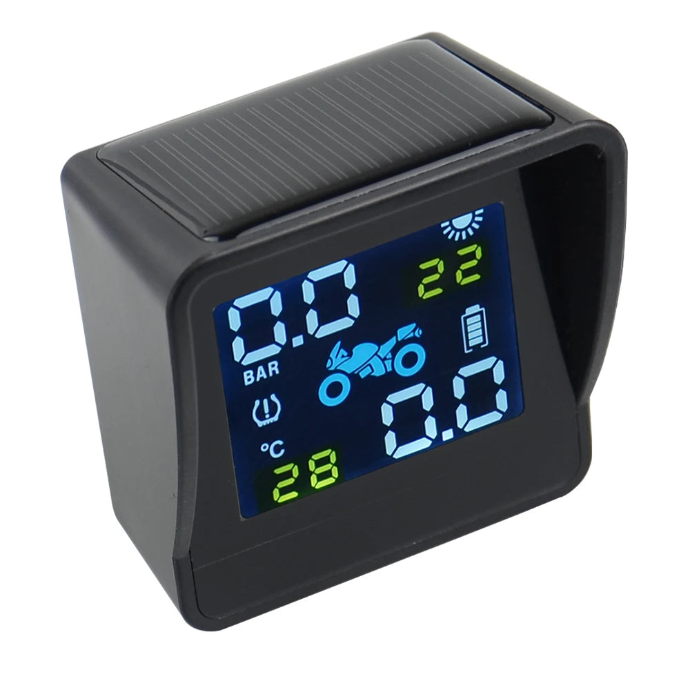 Best quality USB Solar Charging Motorcycle TPMS Motor Tire Pressure Tyre Temperature Monitoring Alarm System with 2 External