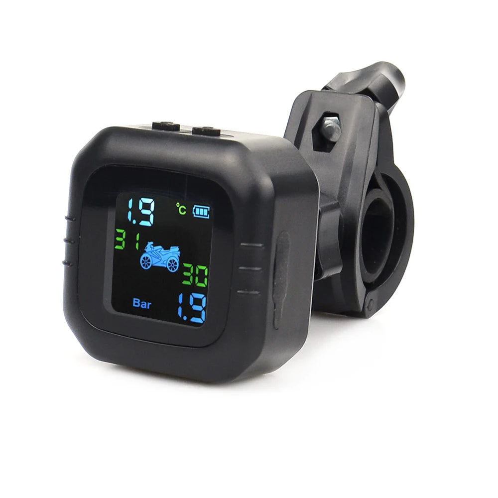 Best quality USB Solar Charging Motorcycle TPMS Motor Tire Pressure Tyre Temperature Monitoring Alarm System with 2 External