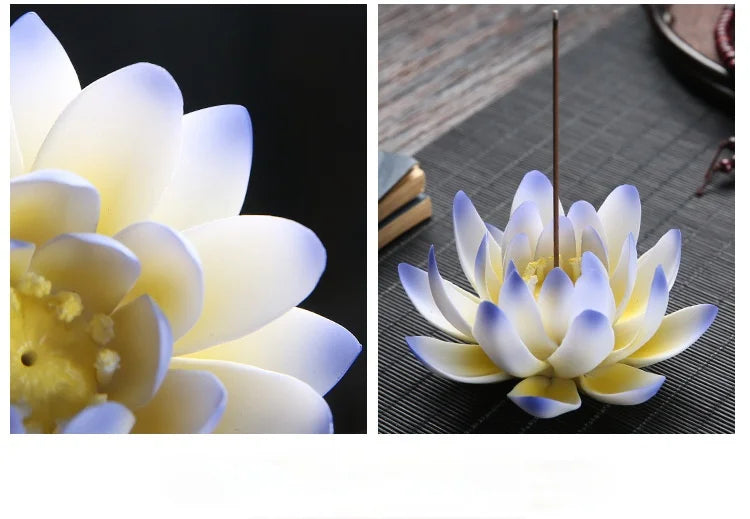 Y Ceramic Handicraft Stick Incense Burners Simulation Lotus Incense Holder Ornaments Zen Aromatherapy Tea Office Spiritual Decor