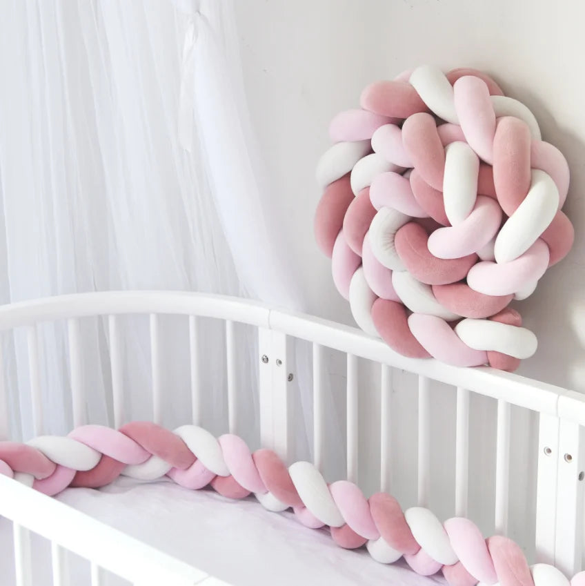 1-4M Baby Bed Bumper On the Crib Bedding Set for Newborn Baby Cot Protector Knot Braid Pillow Cushion Crib Anti-collision Bumper