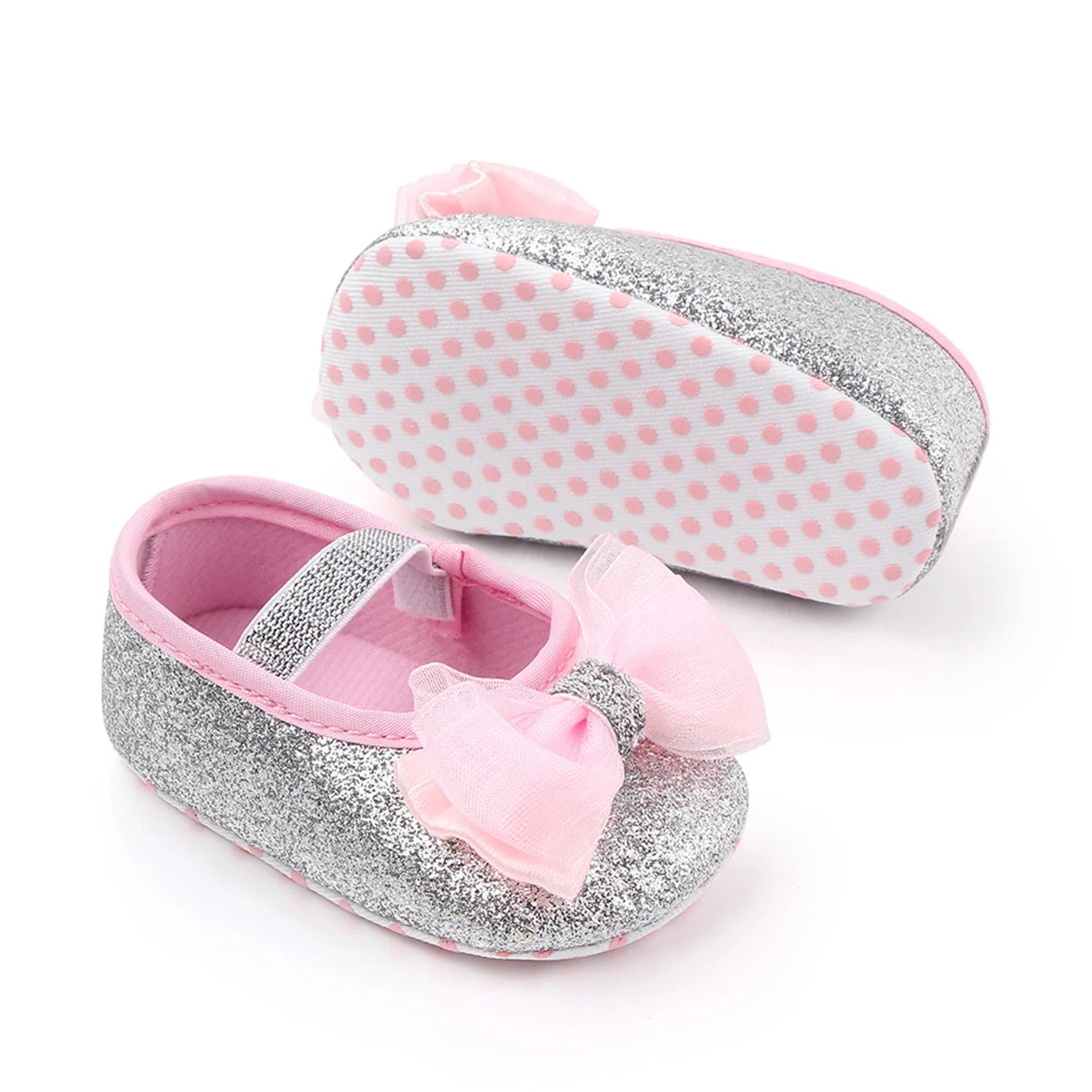 2023 Fashion Infant Newborn Baby Girls Spring Summer Flats Glitter Bowknot Princess Dress Shoes No-Slip First Walkers