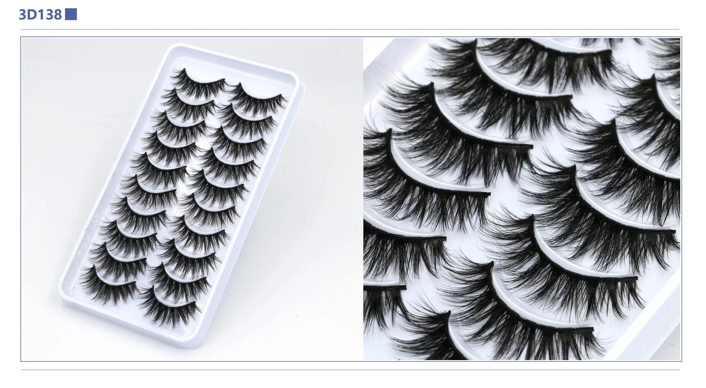 3D Faux Mink Lashes 2/5/10 Pairs Fluffy Soft Wispy Volume Natural long False Eyelashes Eye Lashes Reusable Eyelashs Makeup