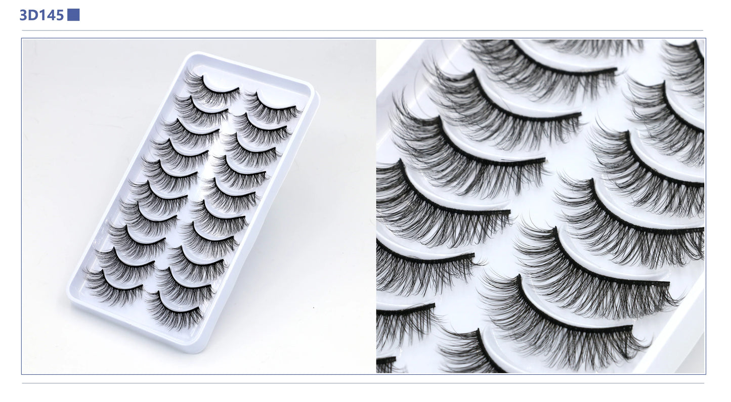 3D Faux Mink Lashes 2/5/10 Pairs Fluffy Soft Wispy Volume Natural long False Eyelashes Eye Lashes Reusable Eyelashs Makeup