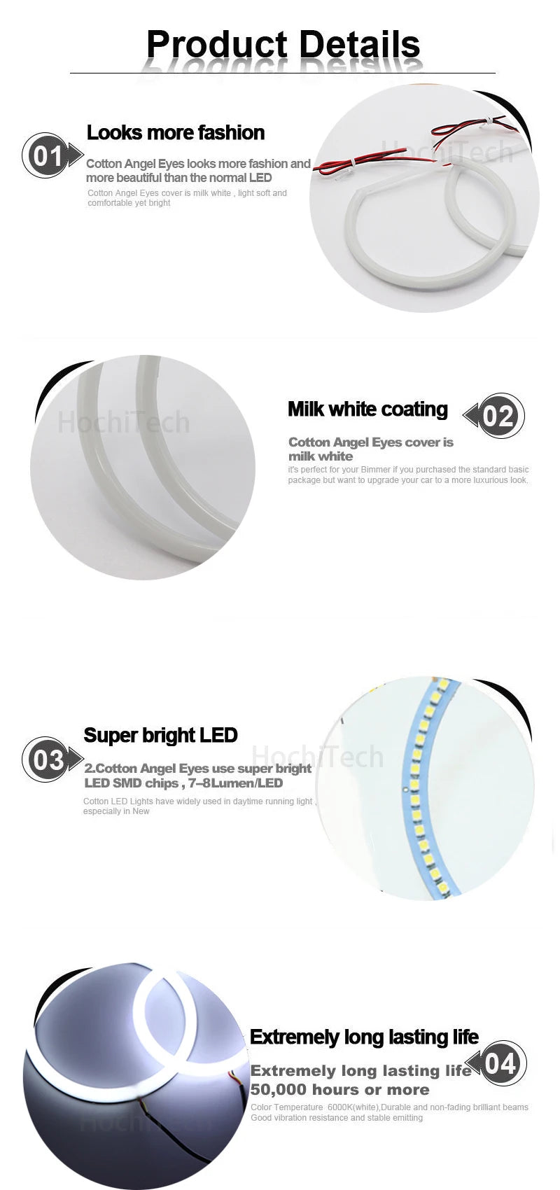 High Quality SMD Cotton Light Switchback LED Angel Eye Ring Kit For BMW E30 E32 E34 Car Accessories