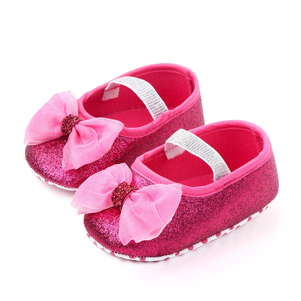 2023 Fashion Infant Newborn Baby Girls Spring Summer Flats Glitter Bowknot Princess Dress Shoes No-Slip First Walkers