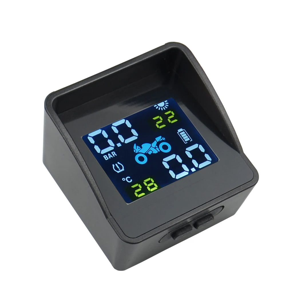 Best quality USB Solar Charging Motorcycle TPMS Motor Tire Pressure Tyre Temperature Monitoring Alarm System with 2 External