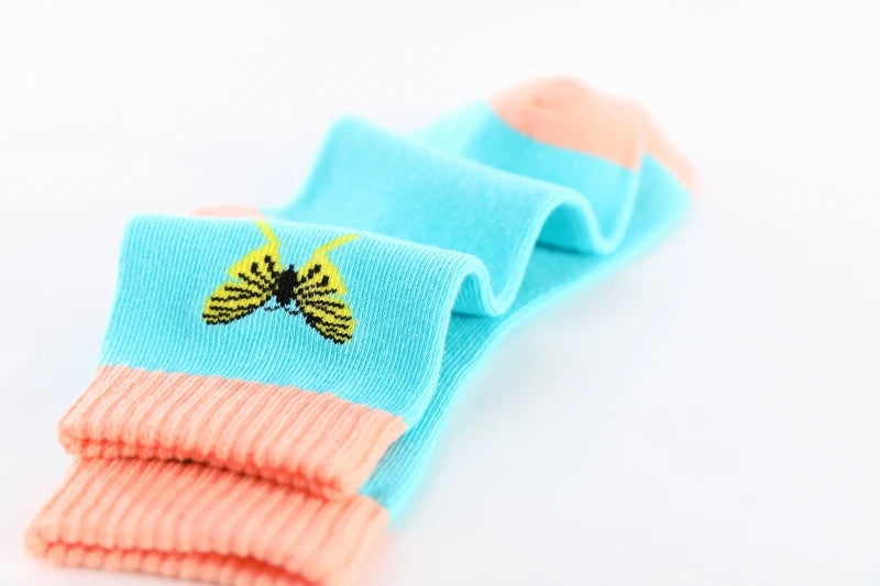 Spring Autumn Girls Socks Butterfly Cotton Candy Colors Socks For Girls 1- 16 Year Kids Socks  5 pairs/lot