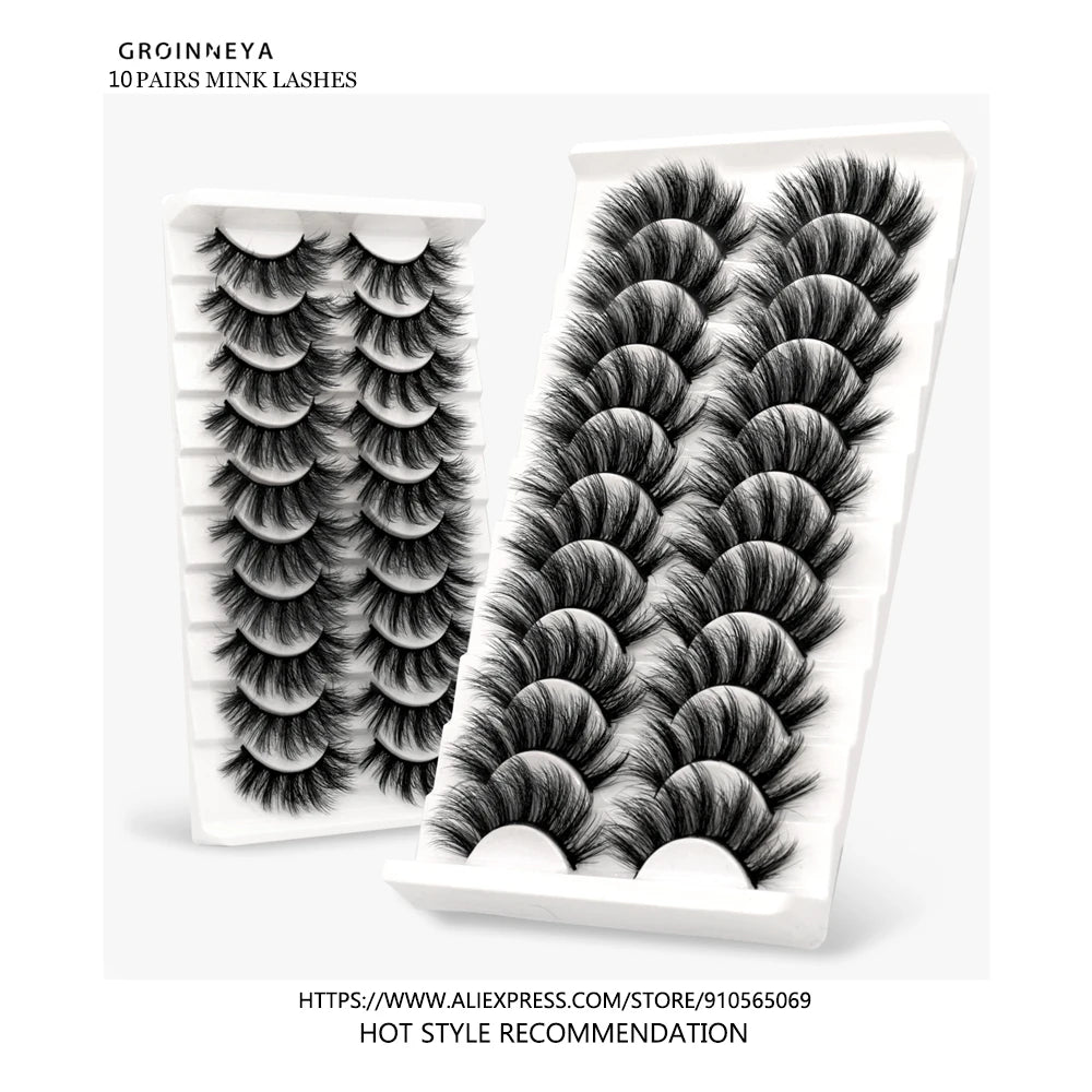 3D Faux Mink Lashes 2/5/10 Pairs Fluffy Soft Wispy Volume Natural long False Eyelashes Eye Lashes Reusable Eyelashs Makeup