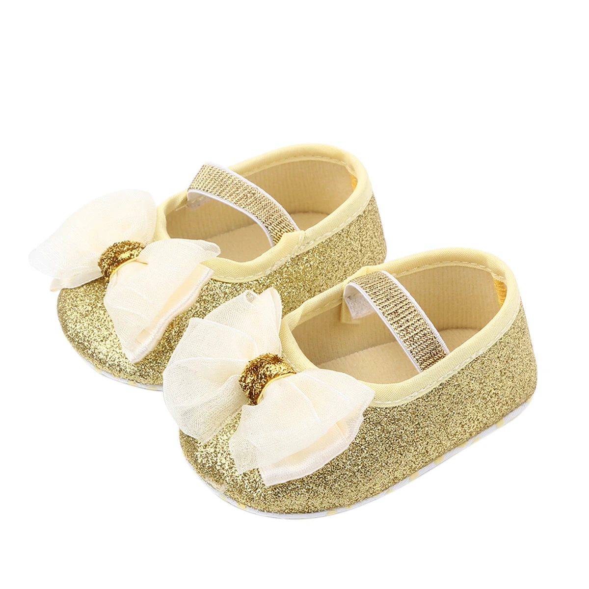 2023 Fashion Infant Newborn Baby Girls Spring Summer Flats Glitter Bowknot Princess Dress Shoes No-Slip First Walkers