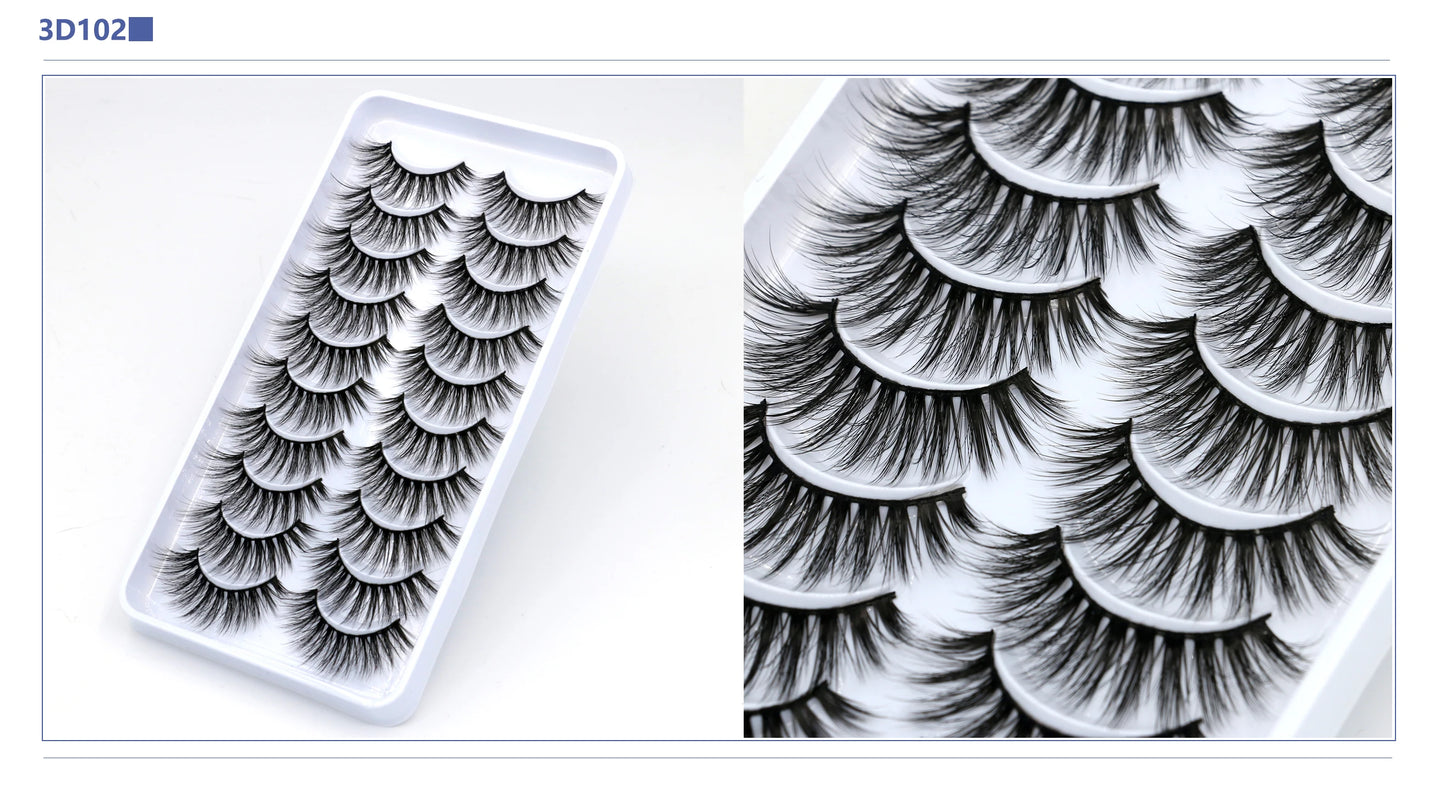 3D Faux Mink Lashes 2/5/10 Pairs Fluffy Soft Wispy Volume Natural long False Eyelashes Eye Lashes Reusable Eyelashs Makeup