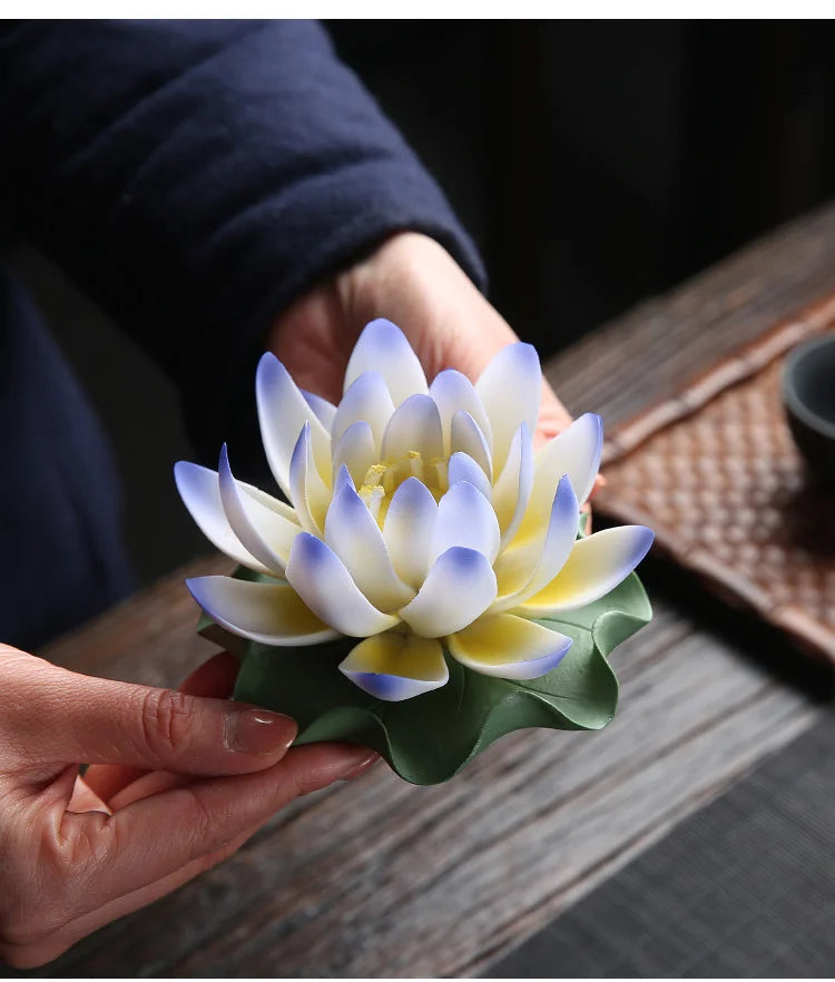 Y Ceramic Handicraft Stick Incense Burners Simulation Lotus Incense Holder Ornaments Zen Aromatherapy Tea Office Spiritual Decor