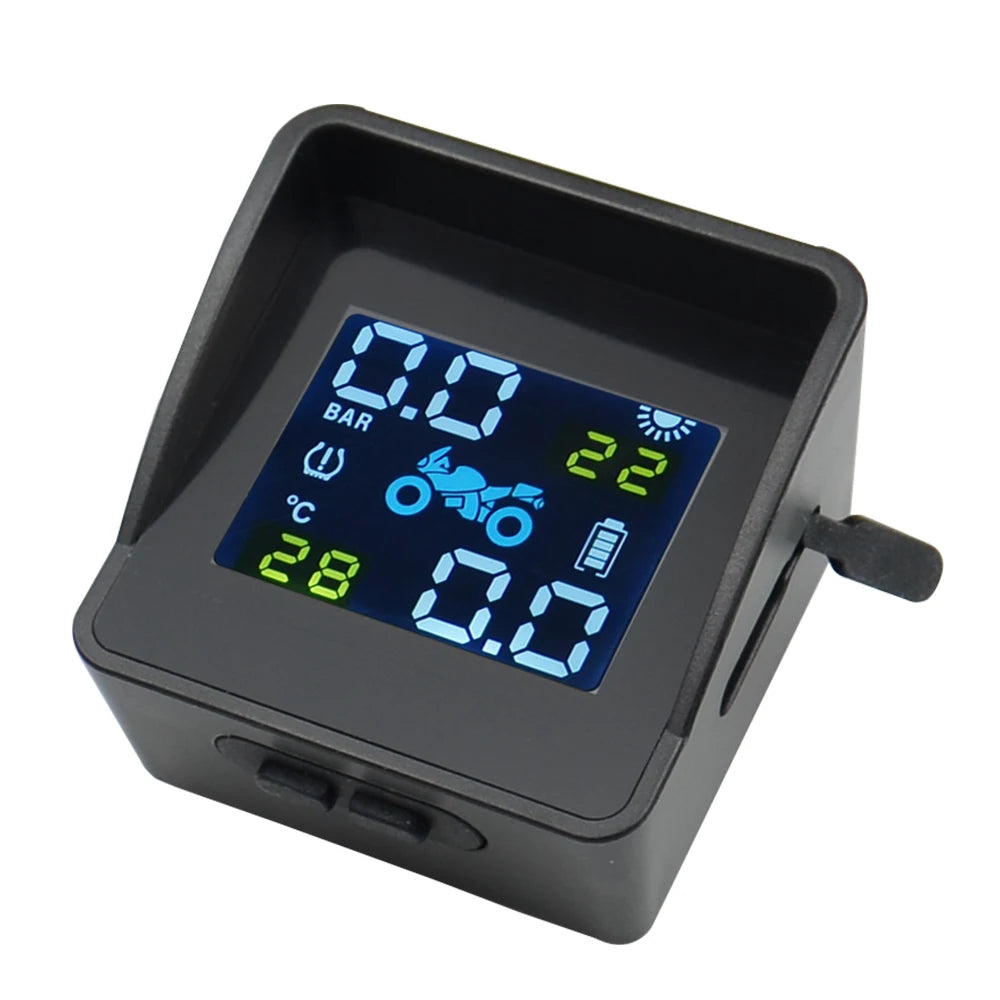 Best quality USB Solar Charging Motorcycle TPMS Motor Tire Pressure Tyre Temperature Monitoring Alarm System with 2 External