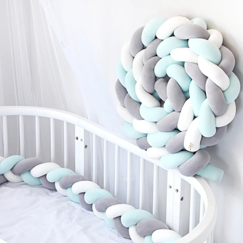 1-4M Baby Bed Bumper On the Crib Bedding Set for Newborn Baby Cot Protector Knot Braid Pillow Cushion Crib Anti-collision Bumper