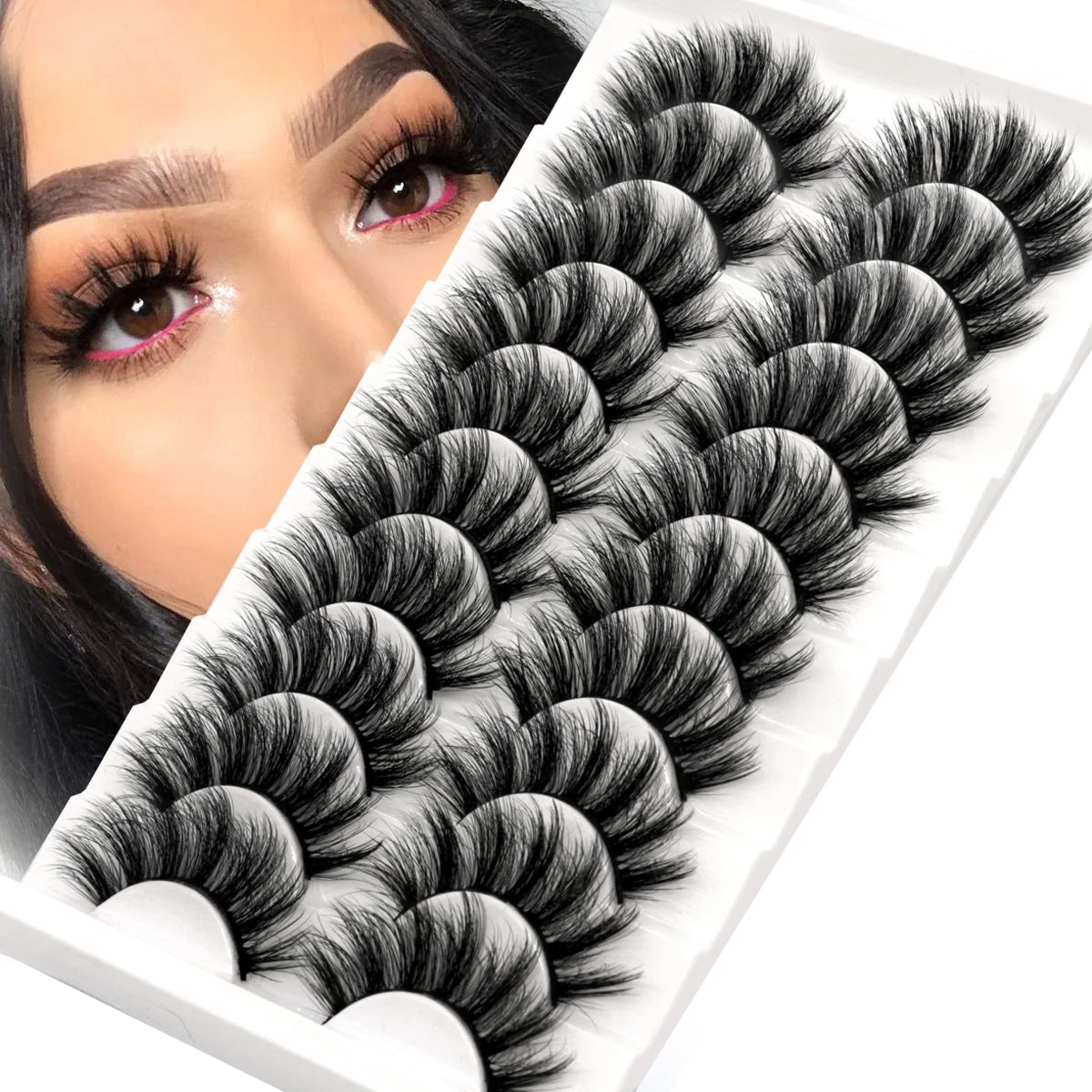 3D Faux Mink Lashes 2/5/10 Pairs Fluffy Soft Wispy Volume Natural long False Eyelashes Eye Lashes Reusable Eyelashs Makeup