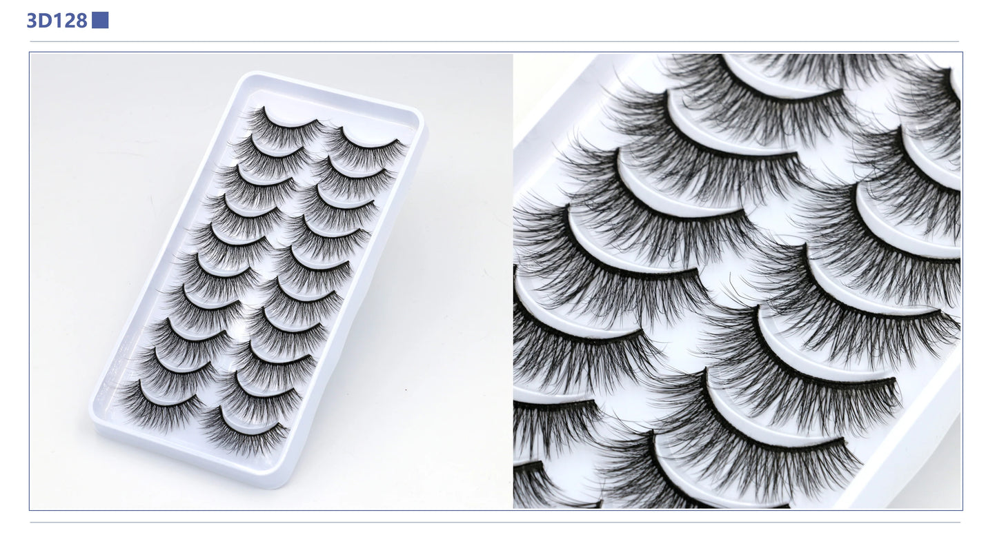 3D Faux Mink Lashes 2/5/10 Pairs Fluffy Soft Wispy Volume Natural long False Eyelashes Eye Lashes Reusable Eyelashs Makeup