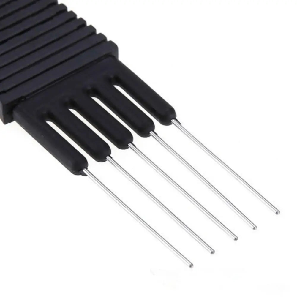 2 Head Black Carbon Lift Teasing Combs with Metal Prong,Black Carbon Comb with Stainless Steel Lift for Hair Salon Home Supplies