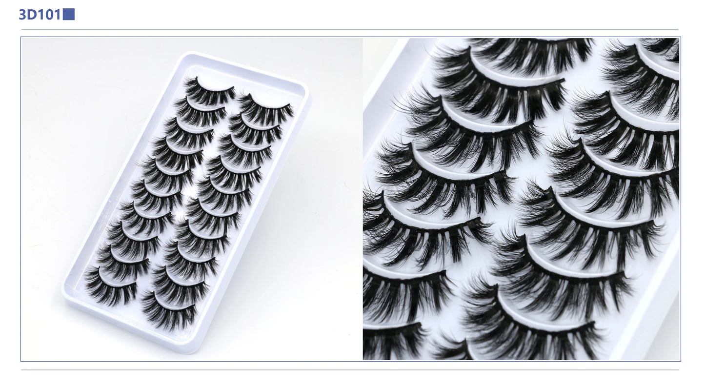 3D Faux Mink Lashes 2/5/10 Pairs Fluffy Soft Wispy Volume Natural long False Eyelashes Eye Lashes Reusable Eyelashs Makeup