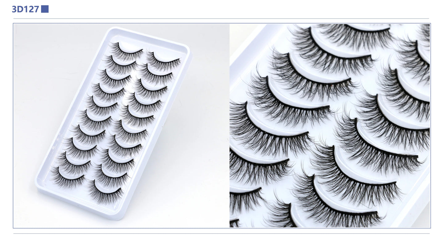 3D Faux Mink Lashes 2/5/10 Pairs Fluffy Soft Wispy Volume Natural long False Eyelashes Eye Lashes Reusable Eyelashs Makeup