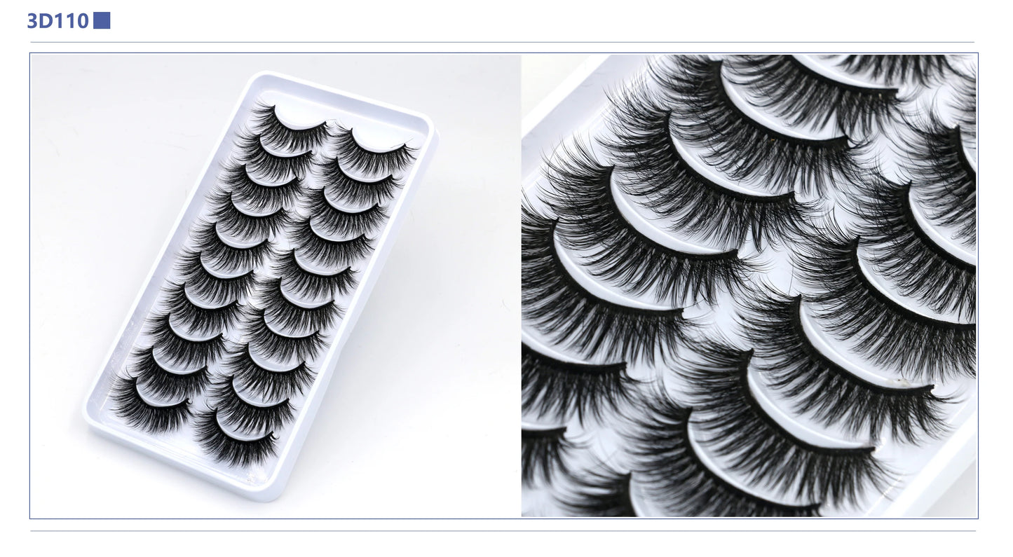 3D Faux Mink Lashes 2/5/10 Pairs Fluffy Soft Wispy Volume Natural long False Eyelashes Eye Lashes Reusable Eyelashs Makeup