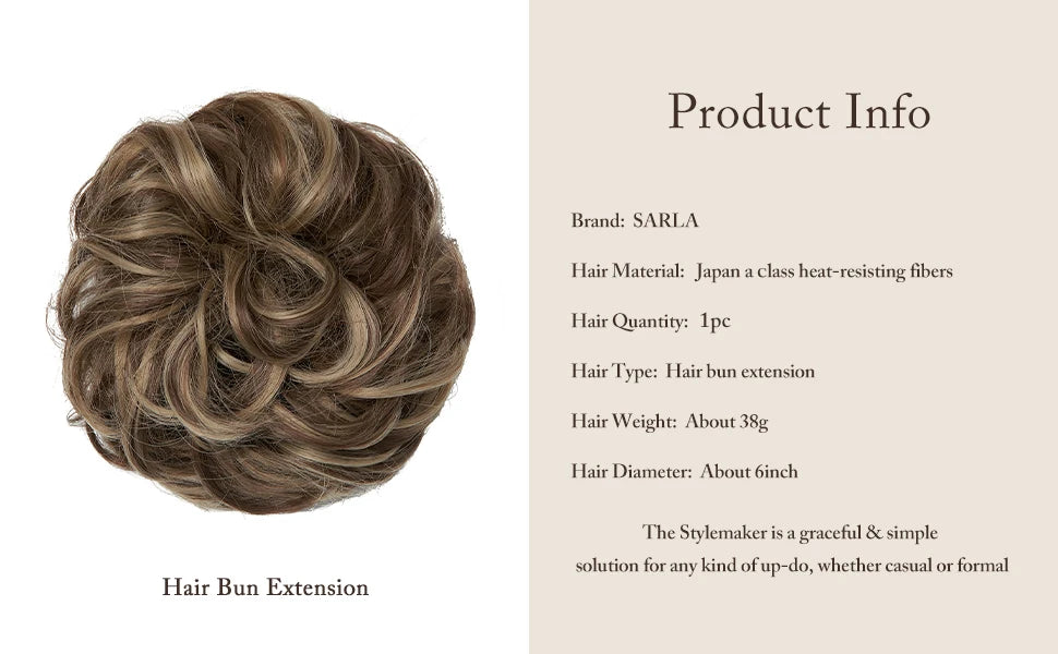 Synthetic Hair Bun Extensions Messy Curly Elastic Hair Scrunchies Hairpieces Synthetic Chignon Donut Updo Hair Pieces for Women